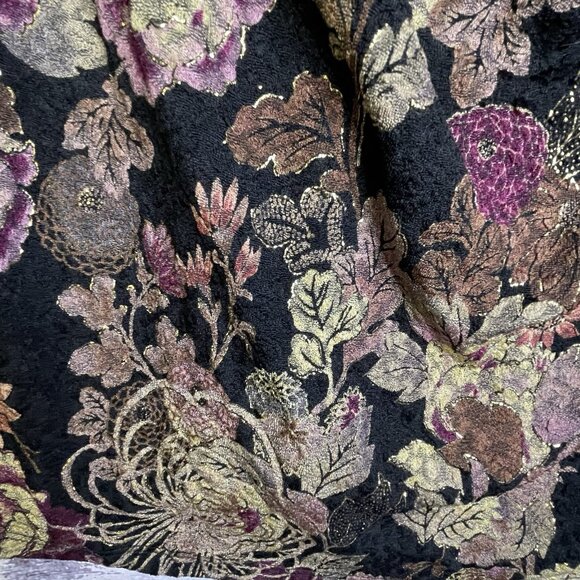 NWT MSK Floral Blouse. XL Cowl Neck Gold Glitter Whimsical Fairy Boho - Picture 7 of 14